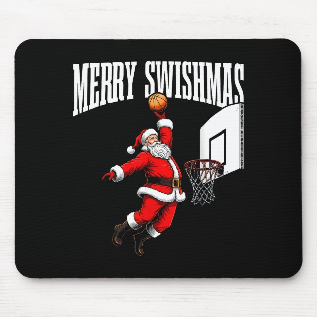 Merry Swishmas Basketball Ugly Christmas Xmas Men  Mouse Pad (Front)