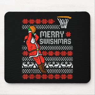 Merry Swishmas Basketball Ugly Christmas Xmas Men  Mouse Pad