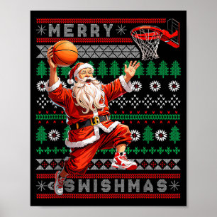 Merry Swishmas Basketball Ugly Christmas Xmas Men Poster