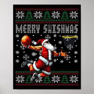 Merry Swishmas Basketball Ugly Christmas Xmas Men Poster