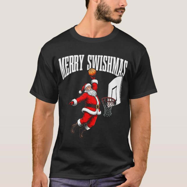 Merry Swishmas Basketball Ugly Christmas Xmas Men  T-Shirt (Front)