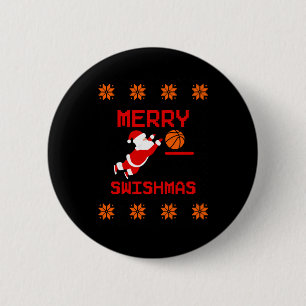 Merry Swishmas Basketball Ugly Sweater 6 Cm Round Badge