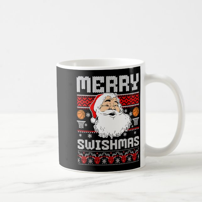 Merry Swishmas Basketball Xmas Ugly Christmas Men  Coffee Mug (Right)