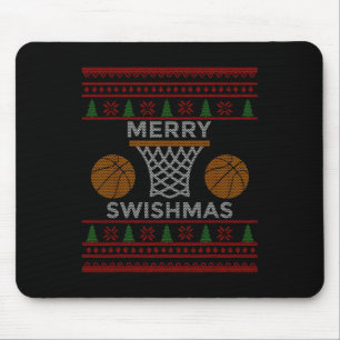 Merry Swishmas Bysketbyll Fun Cool Boy Christmas  Mouse Pad