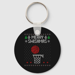 Merry Swishmas Christmas Bysketbyll Player Key Ring