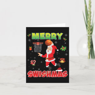 Merry Swishmas Christmas Bysketbyll Ugly Santa Elf Card