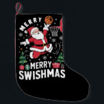 Merry Swishmas Christmas Santa Playing Basketball  Small Christmas Stocking<br><div class="desc">Merry Swishmas Christmas Santa Playing Basketball</div>