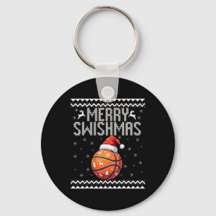 Merry Swishmas Christmas Sketll Ugly Youth Sweater Key Ring