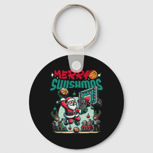 Merry Swishmas Christmas Xmas Basketball Funny Key Ring