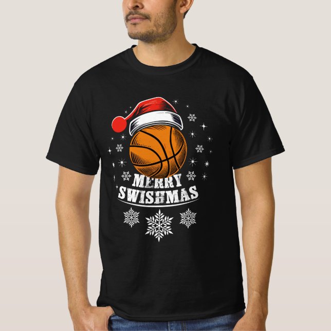 Merry Swishmas, for Basket ball Fans T-Shirt (Front)