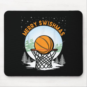 Merry Swishmas Fun Christmas Santa Bysketbyll Play Mouse Pad