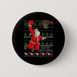 Merry Swishmas Santa Bysketbyll Byll Ugly Christma 6 Cm Round Badge