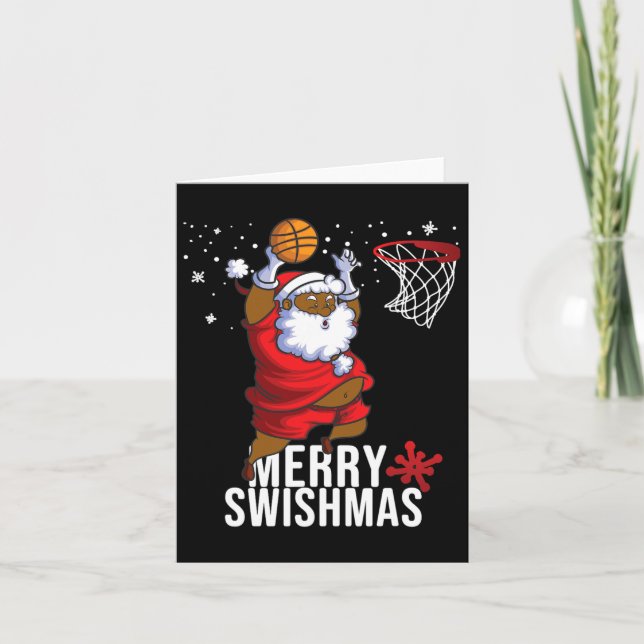Merry Swishmas Santa Bysketbyll Christmas Pyjamas  Card (Front)