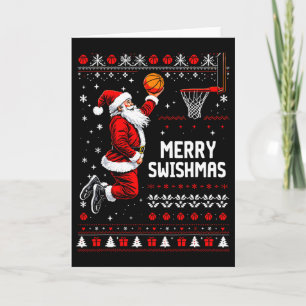 Merry Swishmas Sketll Santa Christmas Ugly Sweater Card