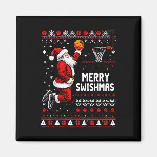 Merry Swishmas Sketll Santa Christmas Ugly Sweater Magnet