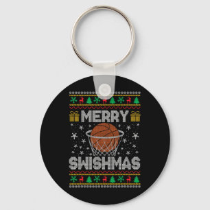 Merry Swishmas Sketll Ugly Christmas Sweater Key Ring