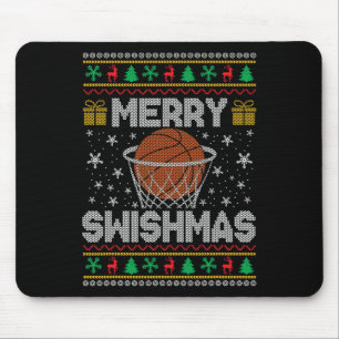 Merry Swishmas Sketll Ugly Christmas Sweater Mouse Pad