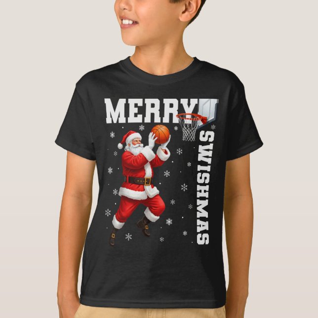 Merry Swishmas Srt Christmas Basketball Xmas Men B T-Shirt (Front)