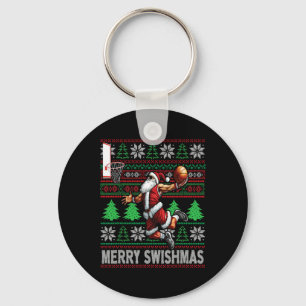 Merry Swishmas Ugly Christmas Basketball Christmas Key Ring