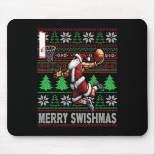 Merry Swishmas Ugly Christmas Basketball Christmas Mouse Pad