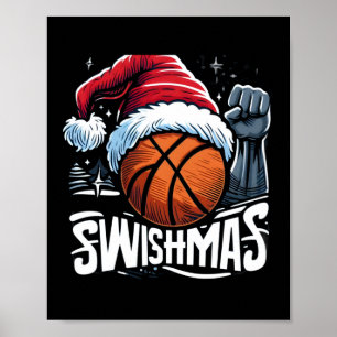 Merry Swishmas Ugly Christmas Basketball Christmas Poster