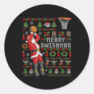 Merry Swishmas Ugly Christmas Sketll Christmas Classic Round Sticker