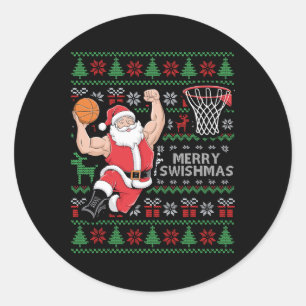 Merry Swishmas Ugly Christmas Sketll Christmas Xma Classic Round Sticker