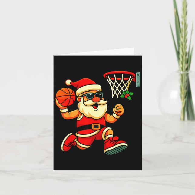 Merry Swishmas Ugly Christmas Sweater Basketball C Card (Front)