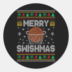 Merry Swishmas Ugly Christmas Sweater Sketll Chris Classic Round Sticker