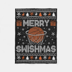 Merry Swishmas Ugly Christmas Sweater Sketll Chris Fleece Blanket