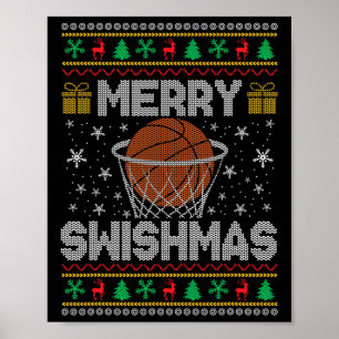 Merry Swishmas Ugly Christmas Sweater Sketll Chris Poster