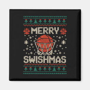 Merry Swishmas Ugly Christmas Sweater Sketll Magnet