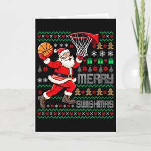 Merry Swishmas X-mas Sketll Ugly Christmas Sweater Card