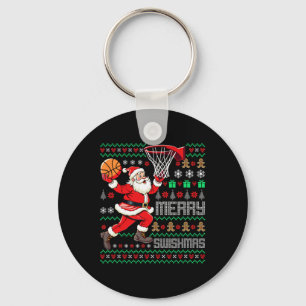 Merry Swishmas X-mas Sketll Ugly Christmas Sweater Key Ring