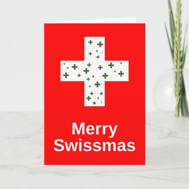 Merry Swissmas! Swiss Christmas Greetings Card (Front)
