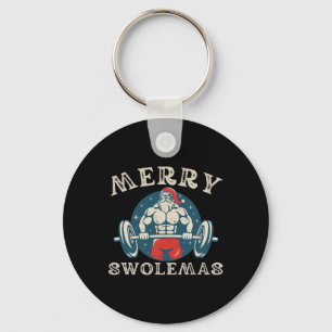 Merry Swolemas Funny Bodybuilding Santa Christmas Key Ring