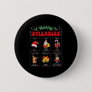 Merry Syllables Xmas Phonics Reading Teacher Holid 6 Cm Round Badge
