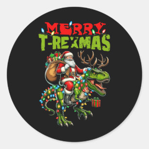 Merry T-rexmas Christmas Xmas T Rex Dinosaur Lover Classic Round Sticker