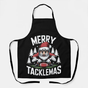 Merry Tacklemas Football Santa Christmas Xmas Apron