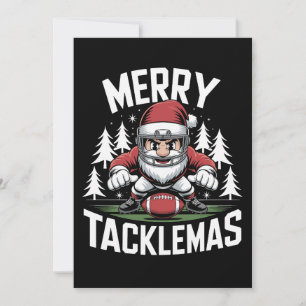 Merry Tacklemas Football Santa Christmas Xmas Holiday Card