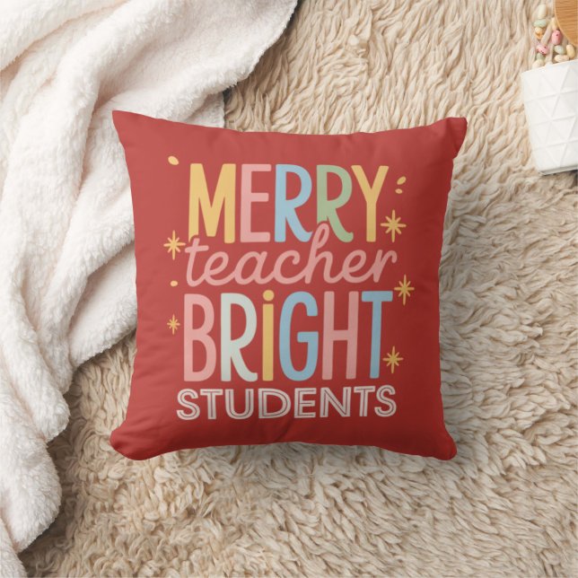 Merry Teacher Bright Students Christmas Funny Xmas Cushion (Blanket)