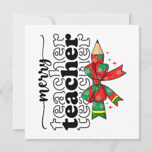 Merry Teacher Christmas Gift Holiday Teacher Card