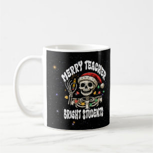 Merry Teacher Funny Skeleton Christmas Tri-Blend  Coffee Mug