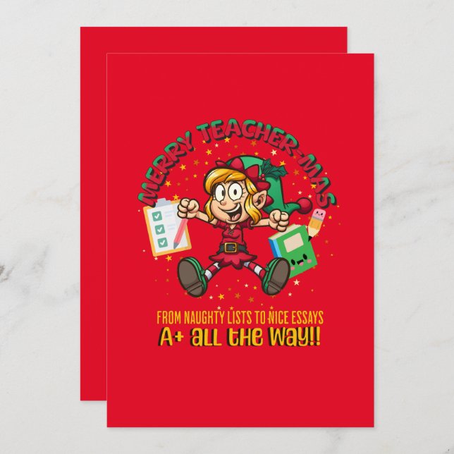 Merry Teacher-mas! Holiday Card (Front/Back)