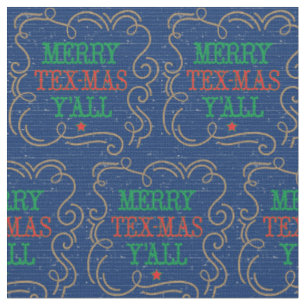 Merry Tex-Mas Y'all Rope Frame on Blue Fabric