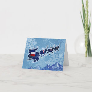 Merry Texan Christmas Santa sleigh greeting card
