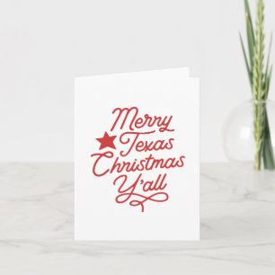 Merry Texas Christmas Y'all Script Red Greeting Card