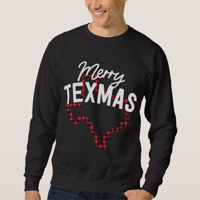 Merry Texmas Southern Texas Christmas State Buffal Sweatshirt (Front)