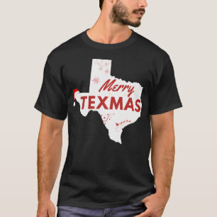 Merry Texmas Texas Map State For Family Christmas T-Shirt