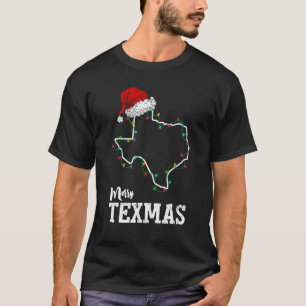 Merry Texmas Texas State Christmas Light Outline S T-Shirt